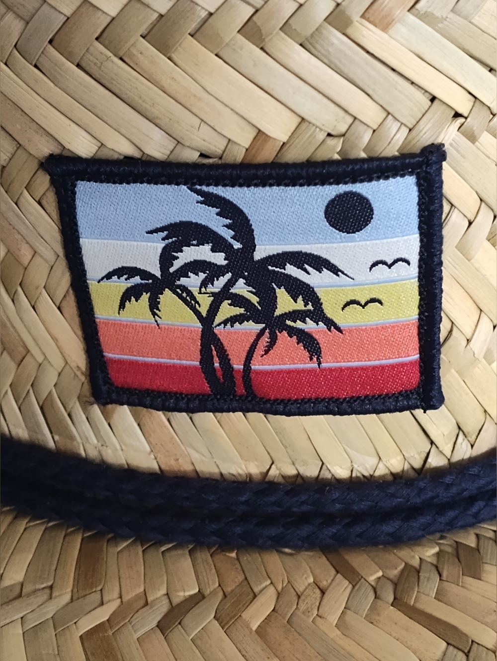 NWT Ozark Trail Straw Sun Hat | Adjustable Strap | Navy Red Tropical Trim | OS - Picture 2 of 7